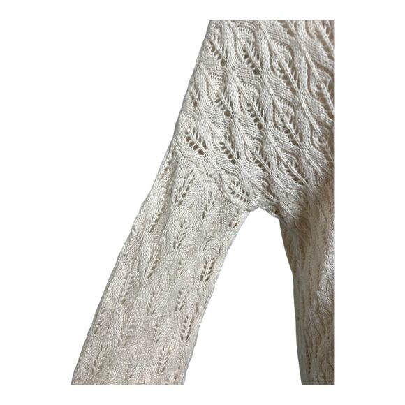 Ivory Open Knit Cardigan Sweater Fairy Fairycore Cottage Romantic Small Granny - Picture 4 of 6
